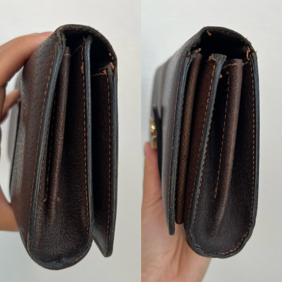 70s’ Vintage GUCCI GG Sylvie Web Sherry Line Brown Leather Clutch Bag - Picture 7 of 15